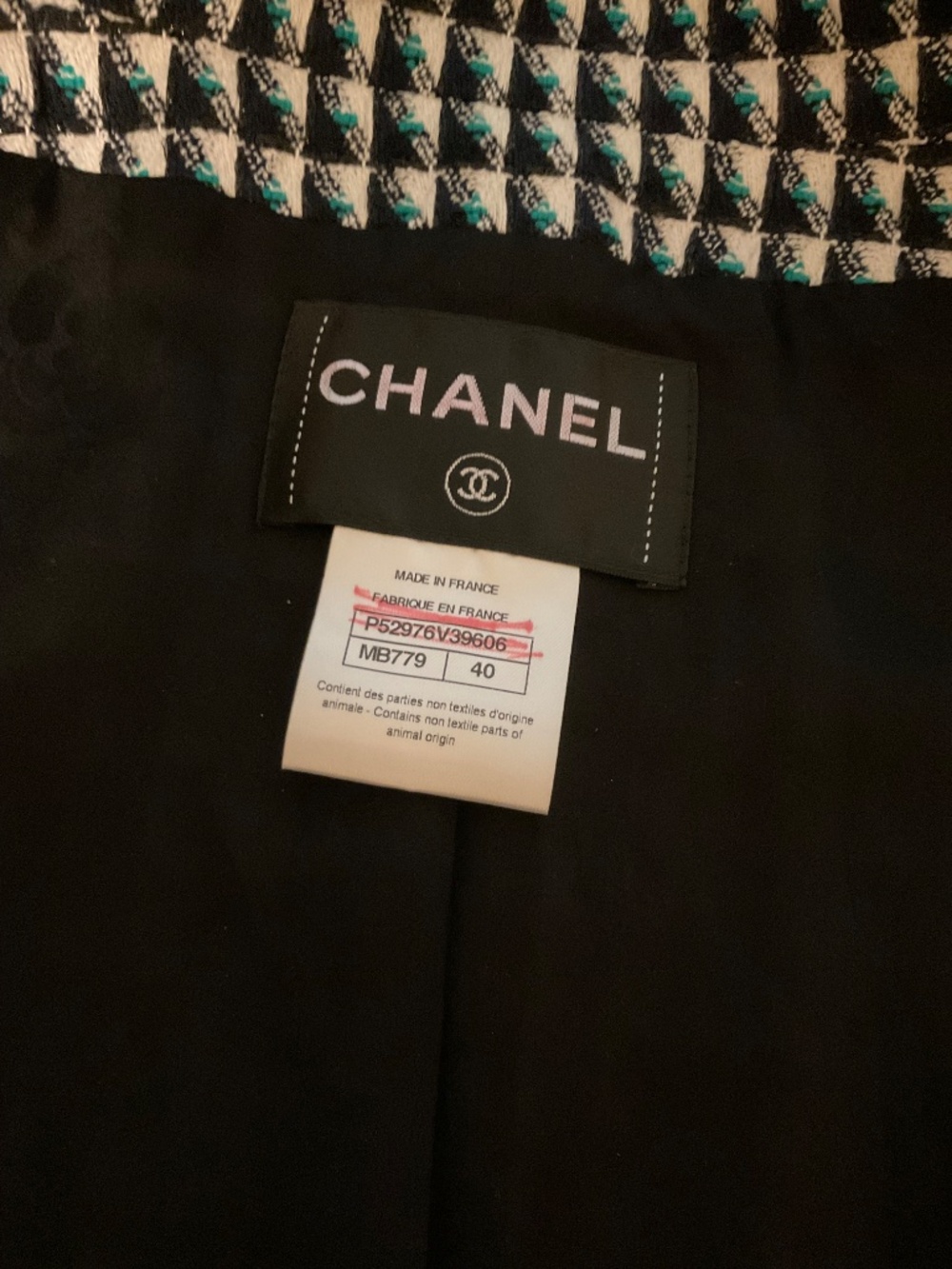 Chanel Tweed jacket in green/white/navy color 40 FR (New) - Picture 9 of 9